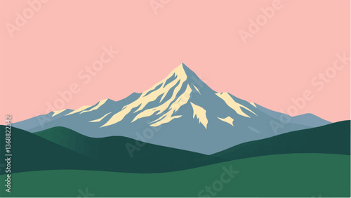 Mountains covered with snow. Mountains landscape. Snowy Mountain Range. Vector illustration.	

