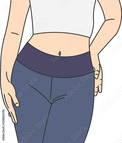 Woman with a healthy body and defined abdomen, valuing health and well being