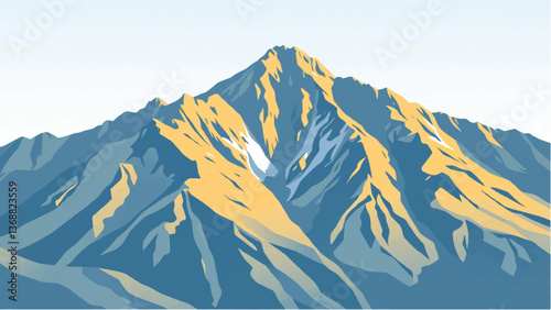 Mountains covered with snow. Mountains landscape. Snowy Mountain Range. Vector illustration.	

