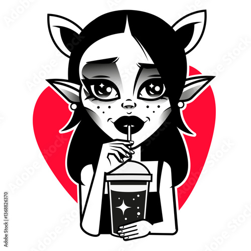 Fairy girl with mandala flowers for coloring book, print on product, laser engraving and so on. Vector illustration