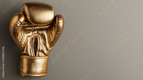 Golden Boxing Glove on Gray Background for Sport and Fitness Themes