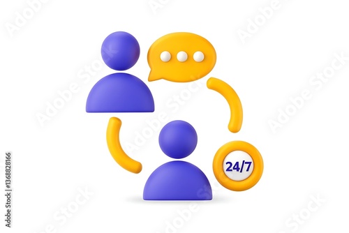3d customer support service 24/7 isolated on white background