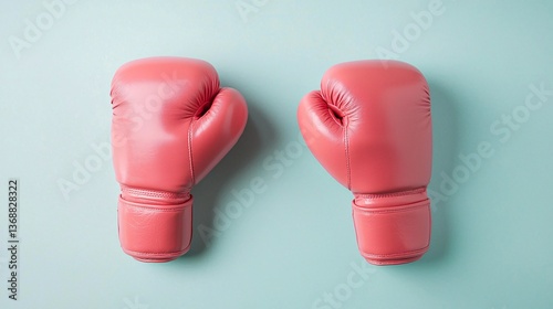 Red Boxing Gloves on a Mint Green Background for Sports Themes