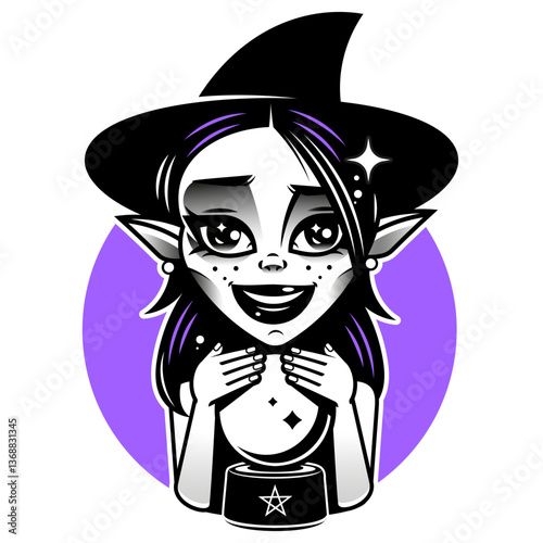 Halloween Witch Riding Broomstick - Spooky and Fun Witch Illustration for Halloween