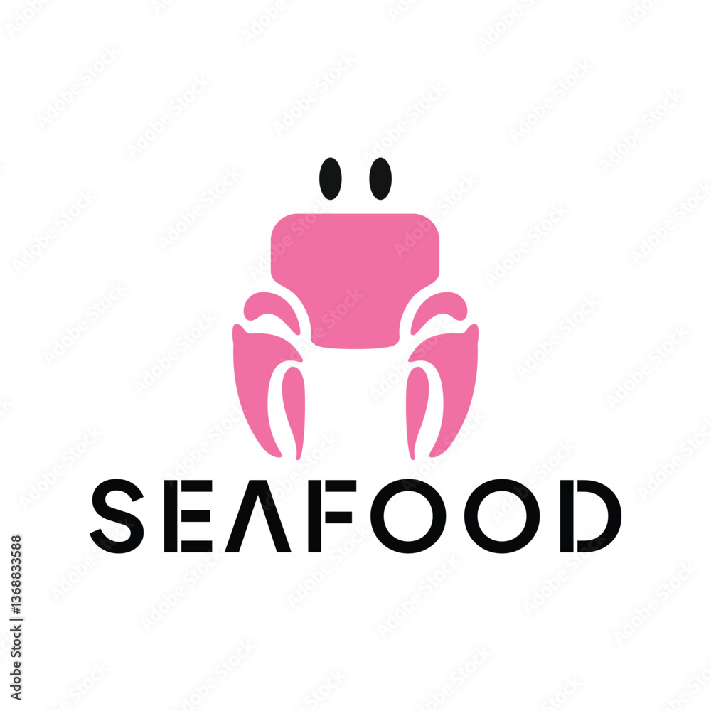 Obraz premium Seafood Restaurant Logo Design template. Crab Vector Illustration.