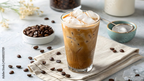 Iced Coffee in a Sparkling Glass Showcasing 