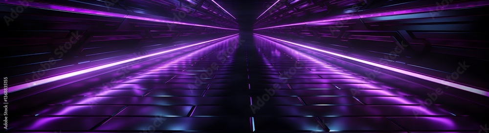 Abstract Glowing Neon Lights Illuminating Futuristic Tunnel Design Rendering Abstract Glowing Neon Lights Illuminating Futuristic Tunnel Design Rendering