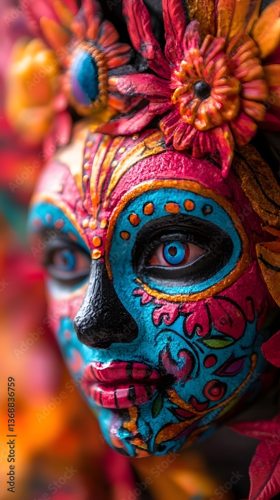 Fototapeta premium Colorful Sugar Skull Face Decoration