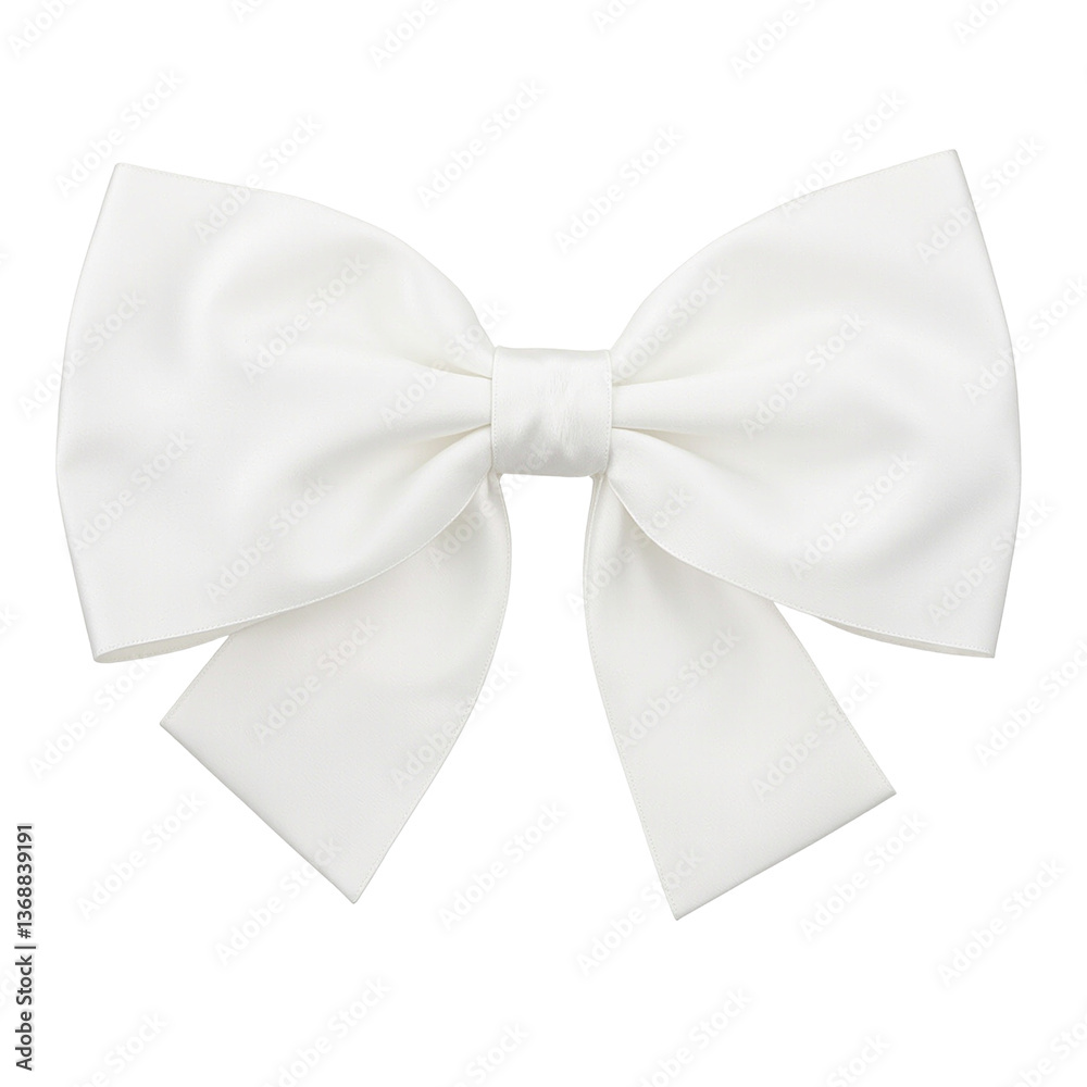 Naklejka premium Elegant satin bow with a snowy white hue exuding a delicate and smooth texture perfect for adding a touch of sophistication to any project