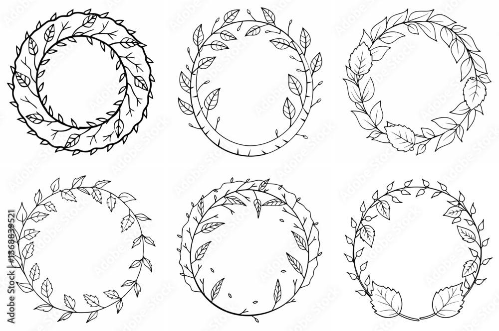 Wreath of Laurels Outline Coloring Page Line Art Drawing Set Wreath of Laurels Outline Coloring Page Line Art Drawing Set