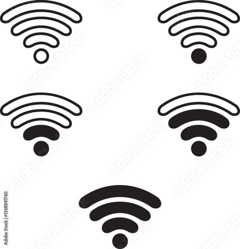 Wi-Fi Signal Icon Set – Wireless Connection Strength Indicators