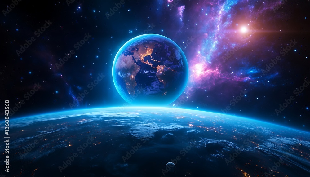 Obraz premium Earth in Cosmic Nebula (1)