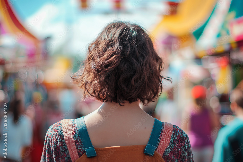 Obraz premium Spring or summer fair with bright amusement park lights and festive atmosphere, Generative AI