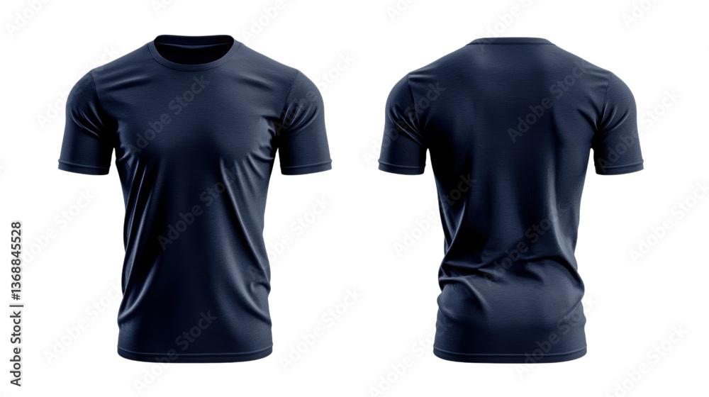 Png of Front and back view of a solid navy t-shirt, perfect for casual wear or branding on transparent background. Png of Front and back view of a solid navy t-shirt, perfect for casual wear or branding on transparent background.