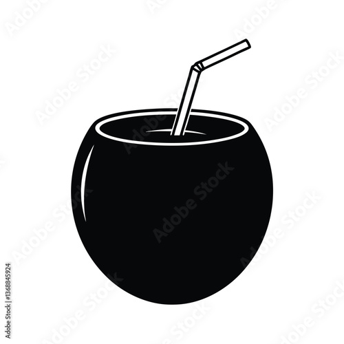 Vector illustration of a glass of cola with ice and a straw