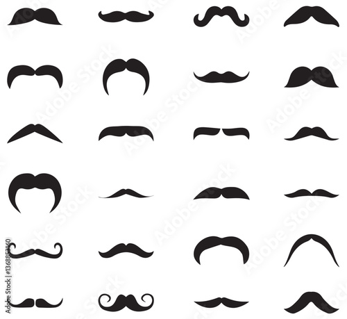 collection of mustaches. Set of mustache icon vector. Different mustache collection. mustache pack collection