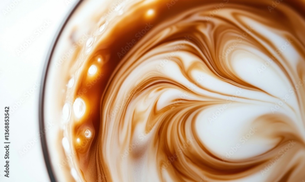 Close-up of a latte art in a clear glass cup, featuring swirling patterns of milk and espresso. Close-up of a latte art in a clear glass cup, featuring swirling patterns of milk and espresso.