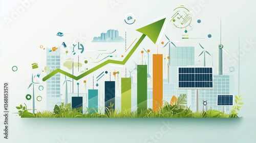 Wallpaper Mural Diagramme de croissance d’une entreprise d’énergie renouvelable Torontodigital.ca
