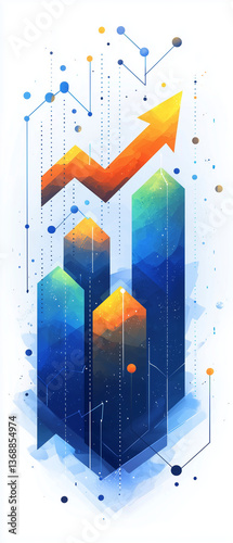 Wallpaper Mural Diagramme de croissance commerciale moderne et épuré Torontodigital.ca