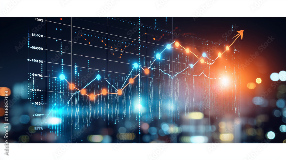 Fototapeta premium Graphique financier minimaliste en tendance haussière