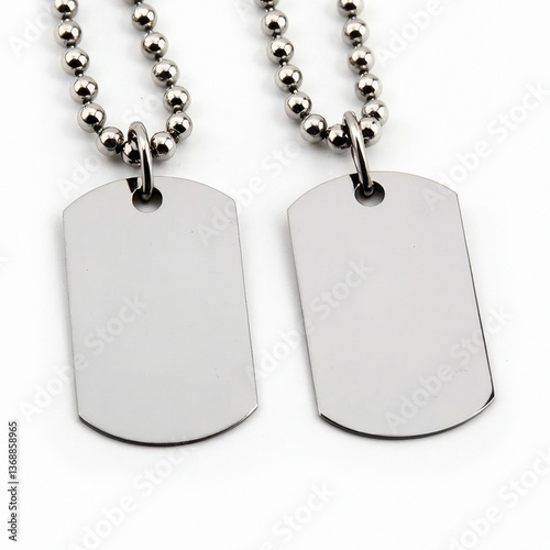 Pair of dog tag militar, mockup on white background