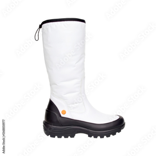 waterproof snow boots for skiing, mockup on white background
