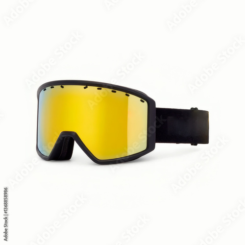Yellow and black sports sunglasses for skiing and extreme sports, mockup on white background