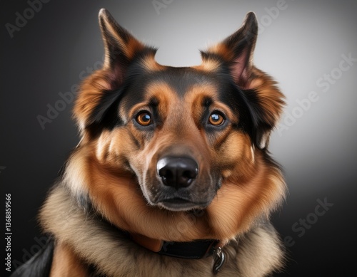 Retrato de un perro mirando hacia la Cámara.