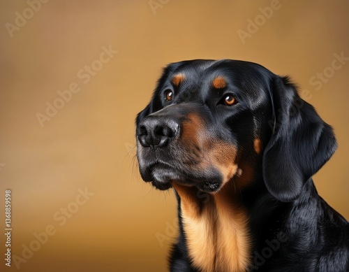 Retrato de un perro mirando hacia la Cámara.