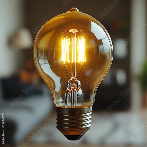 Glowing vintage-style light bulb.