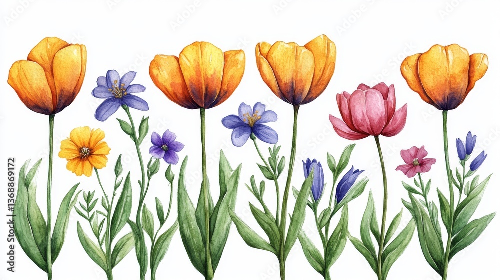 custom made wallpaper toronto digitalAn assortment of grunge oil-painted summer blooms, isolated against a transparent background