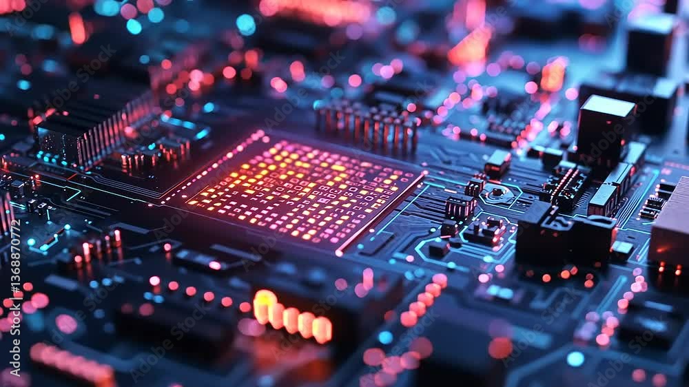 Glowing Circuit Board: Technological Advancement Glowing Circuit Board: Technological Advancement
