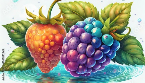 Wallpaper Mural oil painting style CARTOON CHARACTER illustration  CUTE blackberry isolated on white background, top view. side front  Torontodigital.ca