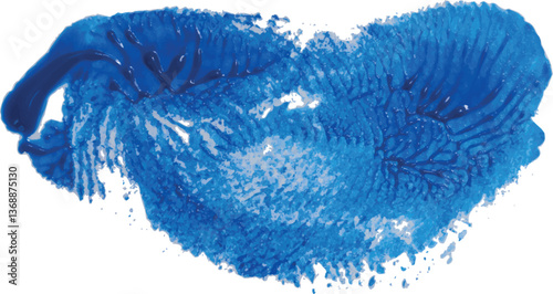 Blue paint smear with a smooth, glossy texture on a isolated background