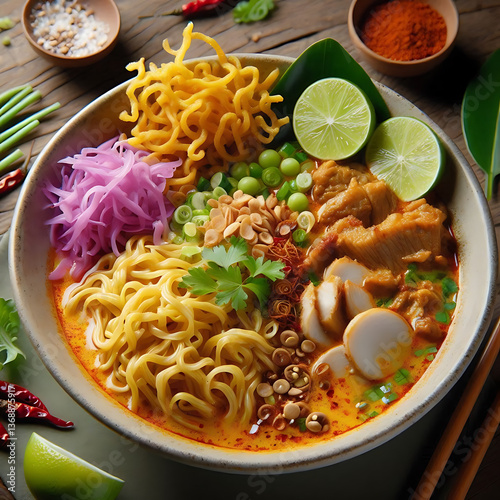 Delicious khao soi noodle soup recipe thai cuisine northern style curry coconut milk flavorful dish bowl food