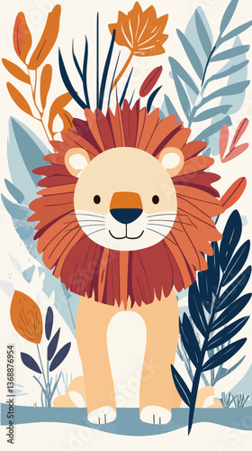 Minimalist Lion Vector Illustration for Kids Coloring Book Art Design