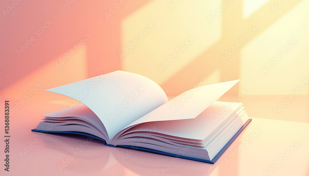 Open book on pastel background