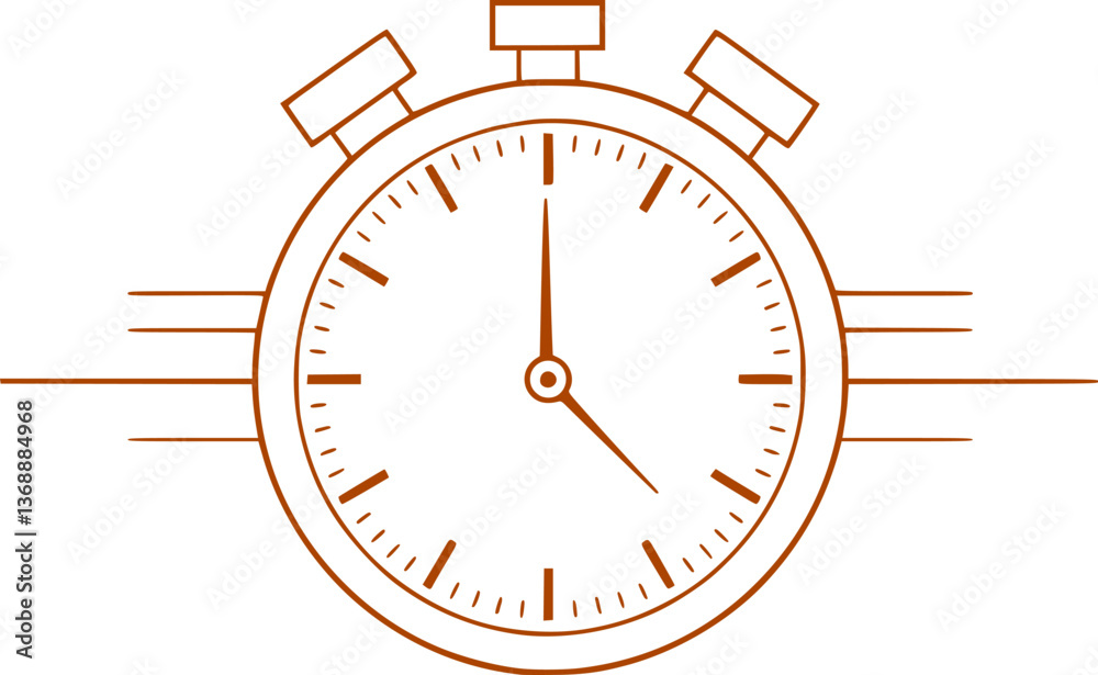 Outline of a stopwatch in motion minimal sports timing vector illustration Outline of a stopwatch in motion minimal sports timing vector illustration