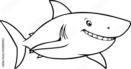 Outline of a cool shark with a smirk minimal stylish sea animal vector illustration