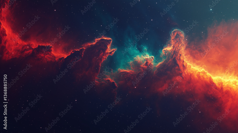 Fototapeta premium Deep space nebula with glowing gaseous clouds