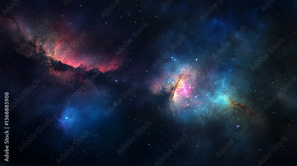 Fototapeta premium Deep space nebula with glowing gaseous clouds