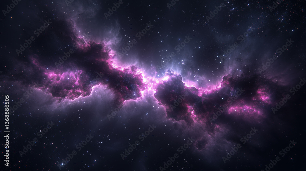 Fototapeta premium Deep space nebula with glowing gaseous clouds