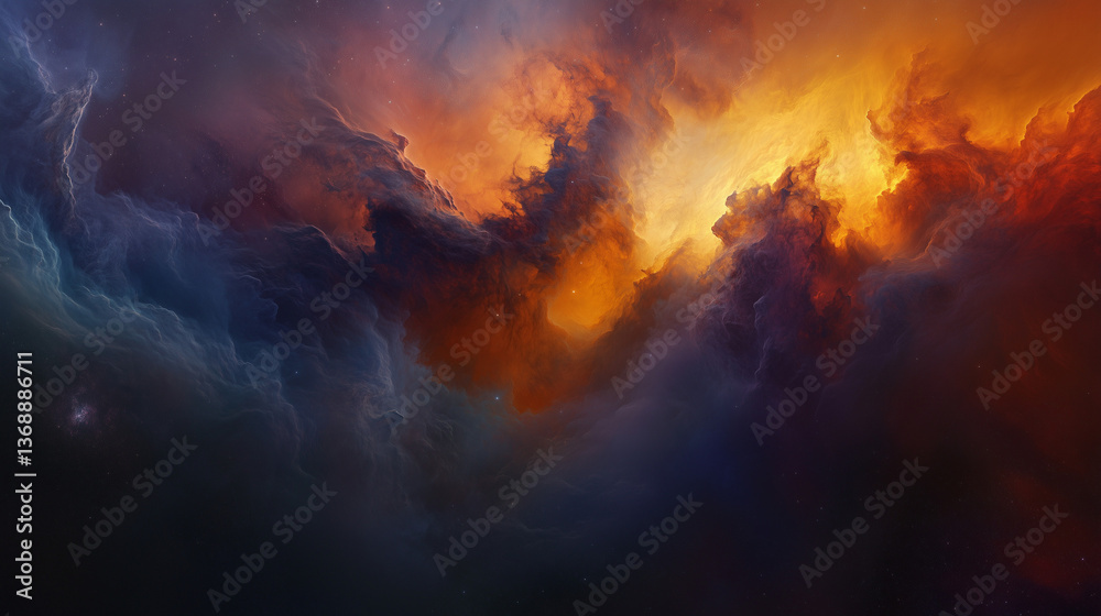 Deep space nebula with glowing gaseous clouds Deep space nebula with glowing gaseous clouds