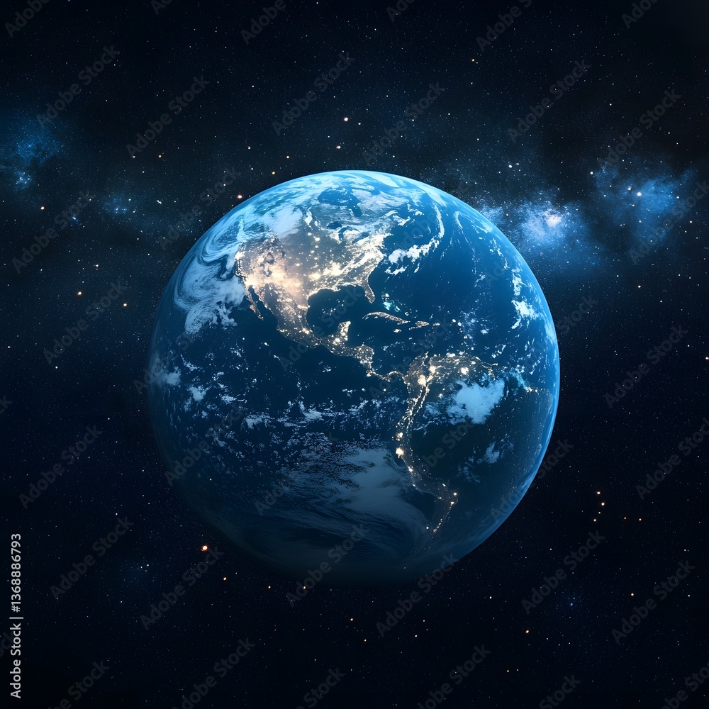 Obraz premium Earth seen from space, night view