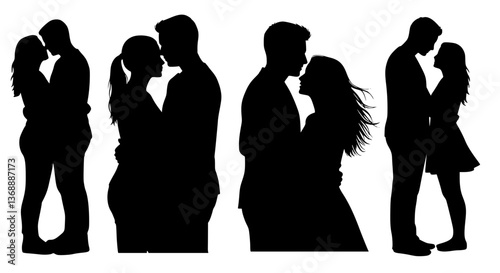 Valentine's Day Black Vector Silhouette on White Background | Romantic Illustration | Love Symbol | Minimalist & Editable Design