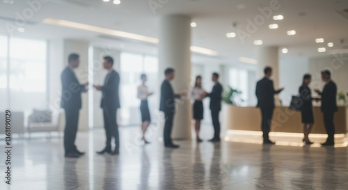 Blurred modern office interaction