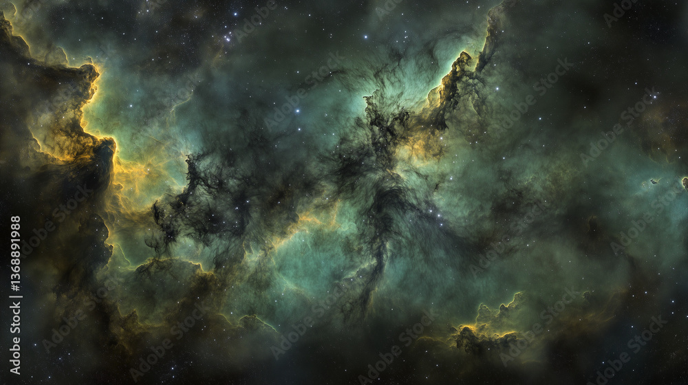 Fototapeta premium Deep space nebula with glowing gaseous clouds