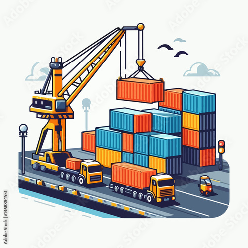 A large crane is lifting a container off a ship