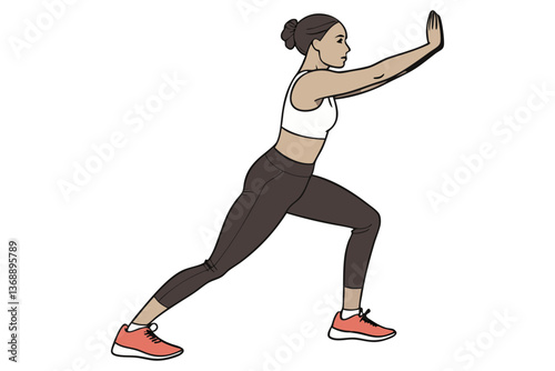 Female Athlete Squats Vector Art for Fitness