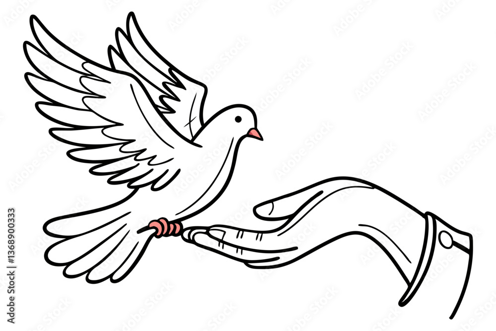 Graceful Hand and Dove Vector Art. A Peaceful Gesture Graceful Hand and Dove Vector Art. A Peaceful Gesture